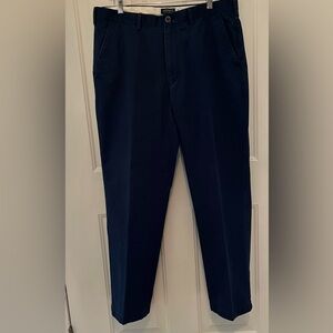 Men's Lands’ End Navy Blue Traditional Fit Relaxed Chino Pants